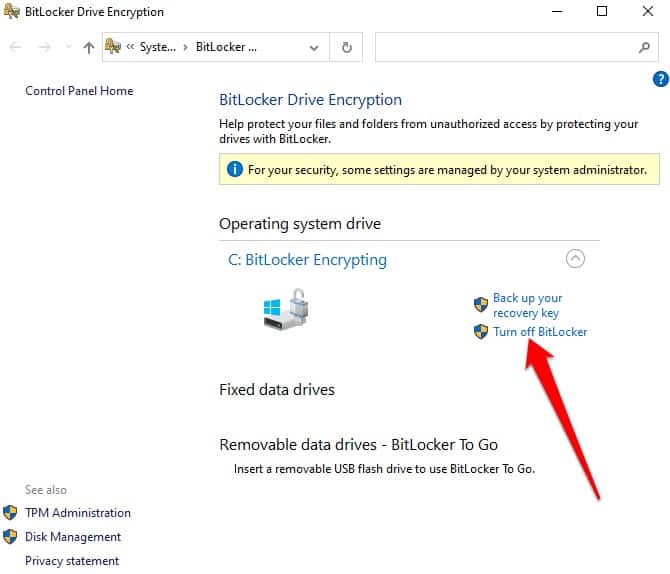 How to Disable Bitlocker in Windows 10