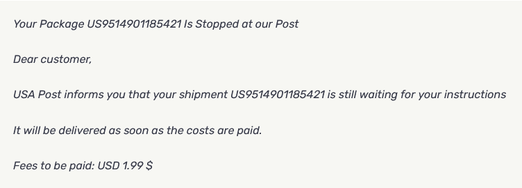 Don’t Fall For US9514901185421 ‘Your Package Is Stopped’ Email Scam