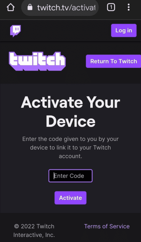 Using https://www.twitch.tv/activate To Activate Twitch Guide