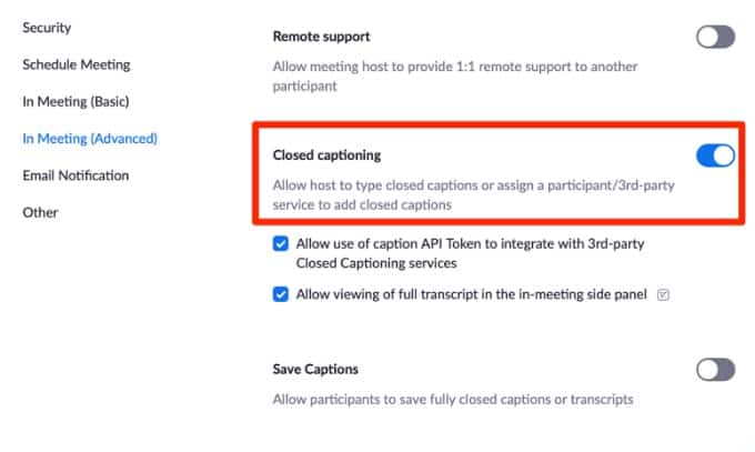 How to Enable Live Transcription & Closed Captioning on Zoom
